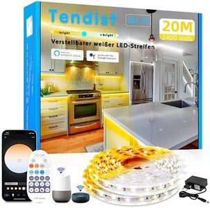 TENDIST 20M White LED Strip Lights 3000K-6500K, Light Strip Cool and Warm White Alexa Compatible, Dimmable 24V App Smart LED Lighting with Remote, Under Cabinet Light for Kitchen, Bedroom