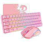 Wired Gaming Keyboard and Mouse Combo with 61 Keys RGB Backlit Gaming Keyboard Mouse Pad and 7 Color Breathing Light Gaming Mouse 3600 DPI for Windows PC Gamers Laptop.