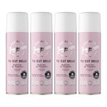 Designer Fragrances 4 Pack Tu Est Belle Air Freshener Blast Cans - For Home & Vehicles – Natural Oils, Luxury Lasting Smell, Dry Mist Quick Release Spray – Deodorise & Neutralise Odours – 300ml