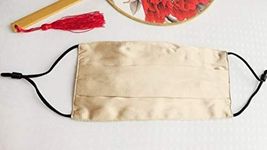 100% Mulberry Soft Silk Face Mask/Cover with Adjustable Ear Loops, Breathable, Washable, Reusable Made in Canada - Sapphire Silk by SAEK (Champagne)