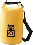 Acever Outdoor Dry Sack/Floating Waterproof Bag 2L/3L/5L/10L/15L/20L/30L for Boating, Kayaking, Hiking, Snowboarding, Camping, Rafting, Fishing and Backpacking (Yellow, 20L)