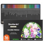 Shuttle Art 36 Colouring Pencils Set, Botanical Themed Coloured Pencils for Adult Colouring, Soft Core Colour Pencils, Drawing Art Pencils for Kids Artists Beginners Drawing Colouring Sketching