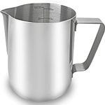 Yowamho Milk Frothing Pitcher,900ml(32oz) Quality Milk Jug Cup SUS304 Stainless Steel,Steaming Pitchers Frothing Jug Measurements Inside for Milk Coffee Cappuccino Latte,Silver