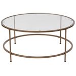 Flash Furniture Coffee Table, Clear/Brushed Gold, Set of 1