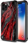 CARLOCA Compatible with iPhone 11 Case,Black Red Wood Grain iPhone 11 Cases for Men Boys,Graphic Design Shockproof Anti-Scratch Hard Back Case for iPhone 11 Wood Grain