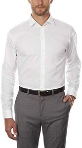 Kenneth Cole Reaction Men's Unlisted Dress Shirt Regular Fit Solid Spread Collar, White, 15"-15.5" Neck 34"-35" Sleeve