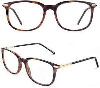 Happy Store CN79 High Fashion Metal Temple Horn Rimmed Clear Lens Eye Glasses, Tortoise, Medium