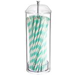 Youngever Straw Dispenser, Plastic Straw Holder with Lid, Drinking Straw Container with Lid