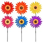 6pcs Sunflower Lawn Pinwheels Wind Spinners Large Windmill Pinwheel for Garden,Yard, Party Outdoor Decor (Sunflower Pinwheels)