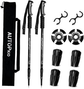 AUTOPkio Bastones Trekking Palos Senderismo, UltraligeroTelescópicos Aluminio Bastones Senderismo 65cm-135cm Antichoque con EVA Mango de Espuma para Mujer Niño Alpinismo Trail Caminar Viaje