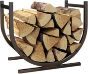 Small Decorative Indoor/Outdoor Firewood Racks Fireside Log Rack, Black