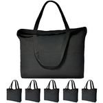 Canvas Tote Bags Bulk, 6 PACKS KOOLMOX Cotton Bags with Handles, 12Oz Thick Black Canvas Totes with Bottom Gusset, Blank Canvas Bags for Teachers Crafting Vinyl Print Paint Embroidery, 16X13''