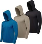 3 Pack: Men’s Big and Tall Quick Dry Fit Wicking Long Sleeve Active Athletic Hoodie Hooded T Shirt Workout Running Fitness Gym Sports Casual Sweatshirt UPF 50 Outdoor Hiking- Set 11,4X