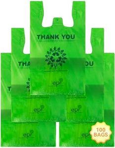 UMT Plastar 100 Count Recyclable Compostable 100% Biodegradable T-Shirt Bags | Eco-Friendly Grocery Shopping Bags | 11.5" x 6.25" x 21" | 16 Mic