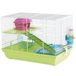 Savic Martha Triple Hamster & Guniea Pigs Cage, Cage Contains a House, Two Platforms, Ladder, Bowl, Exercise Wheel, and Bottle, Fun and Activity Cage for Small Pets, 19 x 12 x 14 inch