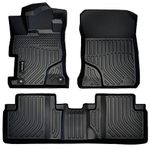 Findway F100 3D Car Floor Mat/Liner (TPE Rubber) Compatible with Honda Civic Sedan 2012-2015 with Driver Side Floor Type 1 (See The 2nd Image), All Weather, Laser Scanned. for 1st & 2nd Row - Black