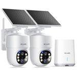 SOLIOM Security Cameras Outdoor Wireless,2 Cam-Kit,Solar-Powered,Home Security Cameras System with 360° Pan & Tilt, Auto Tracking, 5MP Color Night Vision