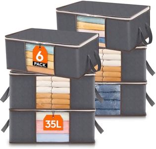 Lifewit 6 Pack Clothes Storage Bag, Foldable Storage Bin Closet Organizer with Reinforced Handle, Sturdy Fabric Blanket Storage with Clear Window, Storage Containers for Clothing, Bedding, Gray