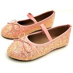 Gizelle Girls Kids Mary Jane Flat Bridal Party Glitter Princess Wedding Dress Sparkly Bridesmaid Shoes for Kids (Pink, UK_Footwear_Size_System, Little_Kid, Women, Numeric, Medium, Numeric_12)