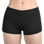 SUPRNOWA Girl's Women's Boy Cut Low Rise Elastane Spandex Active Dance Shorts Yoga Workout Fitness (Black, S)