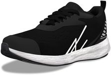 NY Threads Men's Running Shoes Comfortable and Lightweight Casual Sneakers, Black/White, 9.5