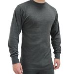 Mens Thermal Work Base Layer Long Sleeve T Shirt Size S to 5 XL - WORK & LEISURE WARM THERMAL T SHIRTS Charcoal