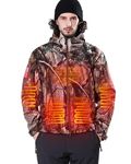 DEWBU Heated Jacket for Men with 12V Battery Pack Winter Outdoor Soft Shell Electric Heating Coat, Men's Tree, L