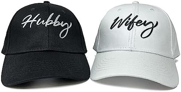 Enodtter Mr and Mrs Hats, Captain & First Mate Hats, Hubby and Wifey Hats, Grandpa Grandma Hats, Hubby Wifey (Black White), One Size