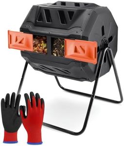PLASTIC PRINCE 43 Gallon Garden Compost Bin Outdoor Dual Chamber Compost Tumbler Rotating Backyard Composter Tumbling Barrel Mixer Outside, Large, Orange