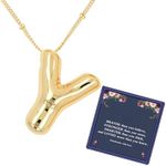 DIOWUS Bubble Letter Necklace For Women,Dainty Balloon Initial Necklaces 18k Gold Plated Chain Pendant Alphabet Necklaces For Girlfriend Charm Simple Gift Jewelry, Copper, No Gemstone