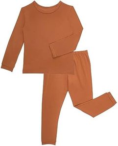 GUISBY Toddler Pajama Set, Soft Rayon of Bamboo Long Sleeve Pjs for Kids Baby Boy Girls Caramel 4T
