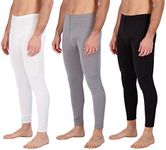 3 Pack:Mens Thermal Underwear Base Layer Fleece Lined Fly Long Johns Bottom Pants Warm Long Johns Compression Underpants Cold Tights Leg Warm termicos Hombre Leggings Training Tights Snow- Set 1, XL