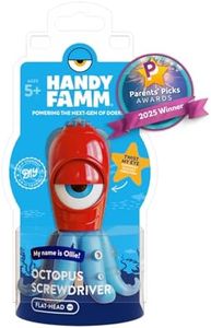 Handy Famm Ollie the Octopus Flathead Screwdriver, Kid Safe STEM DIY Tool with Stabilizer Legs, Real Flat Head Screwdrivers for Kids 5 and Up