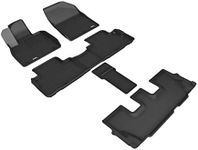 3D MAXpider Complete Set Black Custom Fit All-Weather Floor Mats for 2020-2021 Hyundai Palisade 7-Seat Models - Kagu Rubber Series