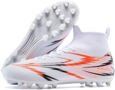 CZRE Unisex Soccer Cleats High Top Ankle Support Football Shoes White