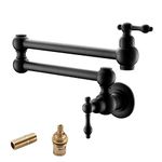 Havin Black Brass Pot Filler,Wall Mount Commercial Pot Filler Faucet,Copper Material Kitchen Folding Faucet,Coffee Machine Faucet with Stretchable Double Joint Swing Arms,Style B,Matte Black