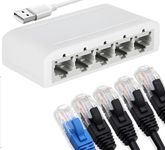 ETHERNET SPLITTER, Internet Splitter, Network Switch, CAT6, RJ45, 100mbps, USB Powered, 5 Port LAN Switch To Add More Ethernet Ports To Your Internet Router Hub