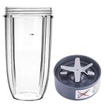 Podoy Blade and 32OZ Cup Replacement Set for NutriBullet Pro 600W/900W Series Blender Accessories Parts - Tall Blender 32OZ Cups& 6 Fin Extractor Cross Blade Replacement Parts