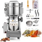 FoundGo 800G Electric Grain Grinder, Herb Grinder, 25000RPM High Speed Superfine Spice Mill for Rice, Herb, Corn, Nut, Sesame, Pepper, Soybean, Stainless Steel, Swing Type & Protection of Overload