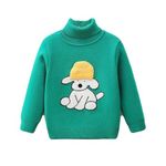 Bold N Elegant Kids Full Sleeve Hineck Turtleneck Warm Wool Party Sweater Pullover with Cute Pup Graphic for Infant Toddler Baby Boy Girl Kids (Green, 2-3 Years)