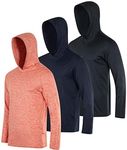 3 Pack: Men’s Big and Tall Quick Dry Fit Wicking Long Sleeve Fishing Active Athletic Hoodie Hooded T Shirt Workout Running Fitness Gym Sports Casual Sweatshirt UPF 50 Outdoor Hiking- Set 10, 4X