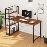 VERMESS Computer Desk with 4 Tiers Shelves, 55 Inch Sturdy Table with Reversible Bookshelf for Home Office, Study Tower Desk for Small Space, Industrial Modern Style,Rustic Brown