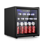 EUHOMY 48 Can Beverage Refrigerator cooler-Mini Fridge Glass Door for Beer Drinks Wines, Countertop Beverage Fridge with Adjustable Shelves Blue LED for Home/Office/Dorm/Bar, 1.3 cu.ft