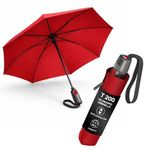 Knirps T.200 Medium Duomatic Automatic Open Close Rain Umbrella - Compact Windproof Umbrella for Rain - Travel Umbrella for Adults - 97cm Diameter Retractable Umbrella & Carrying Case, Red, Medium