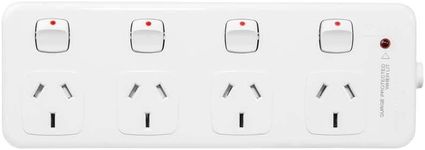 HPM General Purpose 4 Outlet Switched Surge Protected Powerboard, White