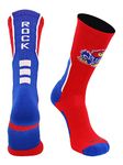 TCK Rock Chalk Jayhawks Crew Socks (Scarlet/Royal/White, Medium)