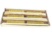 SWISSO 6 Line Brass Wire Brushes with Wood Handle Scratch Brush Industrial PRO Approx 10 Inch 6PC Pack of 1