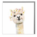 Lola Design - Wildlife Botanical Greeting Cards, Alpaca Design - Suitable for Birthdays, Congratulations or Any Special Occasions - Blank Inside with Grey Envelope - 150mm x 150mm