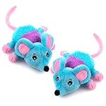 CHIWAVA 2 Pack 5.9 Inch Removable Catnip Plush Cat Toys Mice with Bell Large Mouse Activity Toy