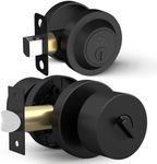 Mega Handles - Buena Entry Combo I Entry Door Knob and Single Cylinder Deadbolt Lock and Key Combo Pack - Heavy Duty Locking Door Knob for Left or Right-Handed Doors - Matte Black